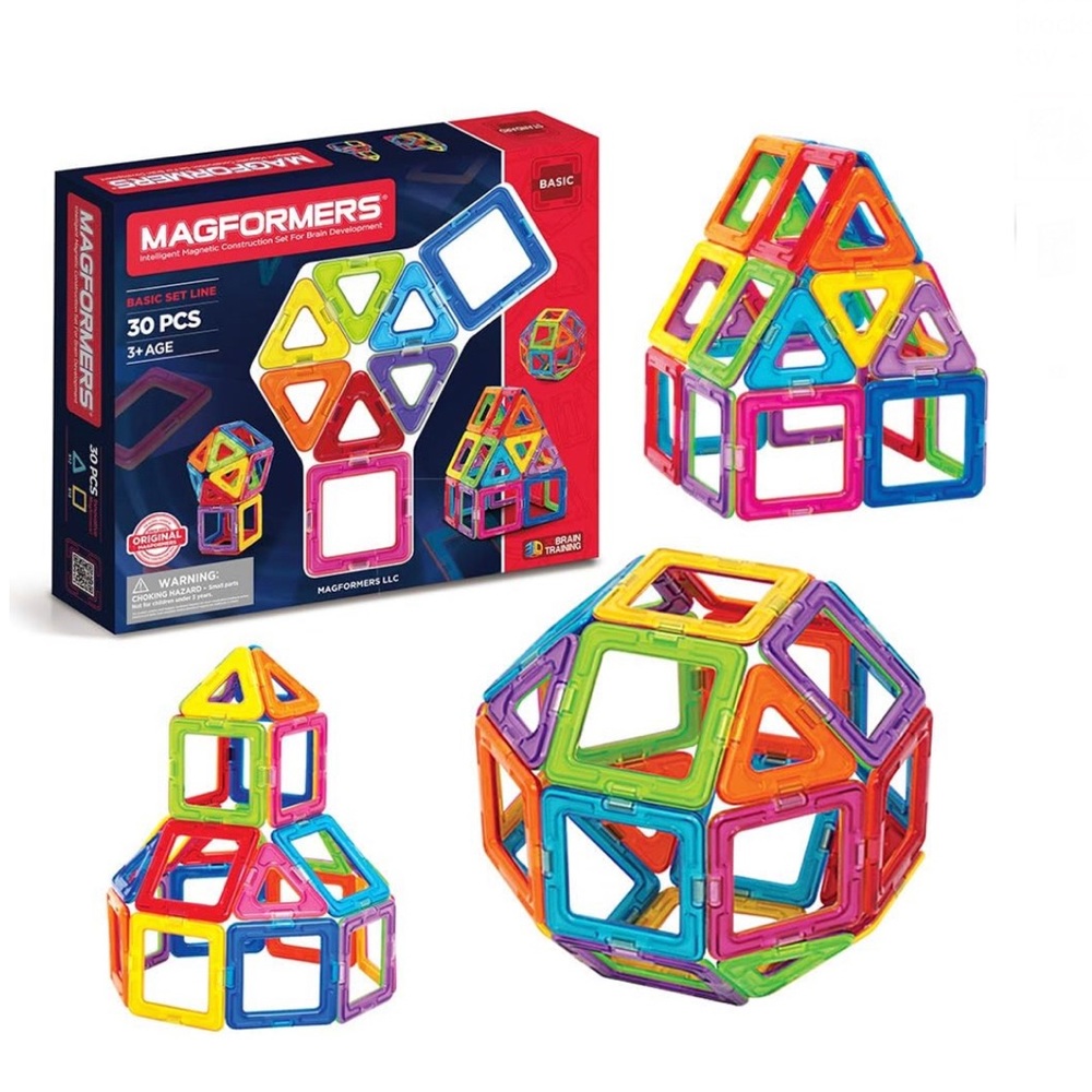 30 piece Magformers Basic Set Magnetic Building Blocks, STEM toy, EUC, no box